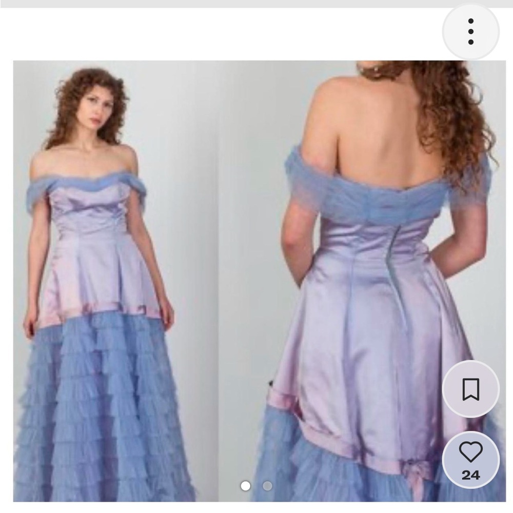 vintage 50s purple blue ruffle tiered fairy princess ballgown dress